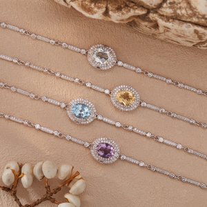 Citrine Amethyst Topaz and Aquamarine Bracelet for Women